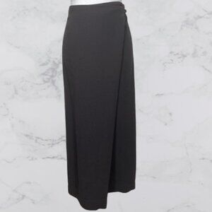 OSKA Women's Wool Blend Midi Skirt One Pleat in Front Size 1/6-8 Dark Brown